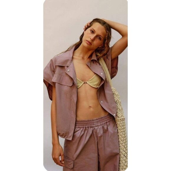 Zara Women's Parachute Top Oversized Size XS Dust Pink Festival Trendy - Picture 1 of 7